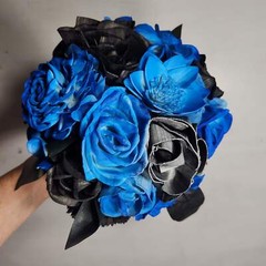 Malibu Blue Black Silver Rose Sola Bridal Wedding Bouquet Accessories