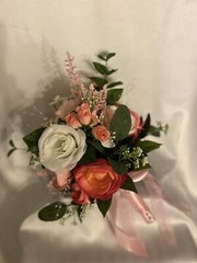 bridal Wedding Bouquet New Pinks, Free Matching Boutonnière