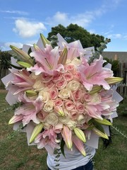 50 Count Pink And White Roses With Lillies $150 Plus Delivery Fee