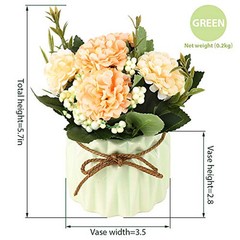 Artificial Hydrangea Bouquet with Small Ceramic Vase Fake Silk Variety Flower
