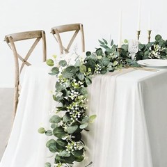 Artificial Eucalyptus Small Flowers Decoration 2pcs Round Leaf With Flower