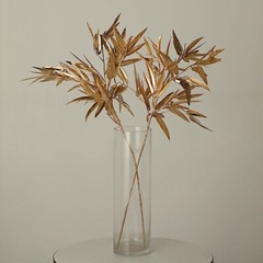 2 Gold 33″ Artificial Bamboo LEAVES Branches Metallic Faux Greenery Stems Party
