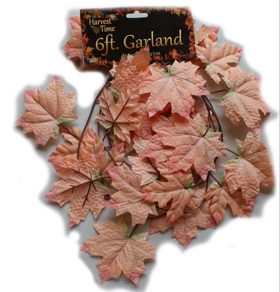 3 x 6 ft Autum Garlands, Harvestorange Leaf Garland, Orange 18 ft Total!!!!