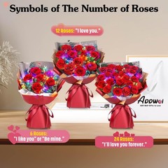 ADDWel 24 Pcs Preserved Real 24 Roses, Red Roses Bouquet – 24