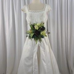 Woodland and Jade Crystal Faux Silk Wedding Bouquet