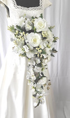 Winter Silver Cascade Silk Wedding Bouquet
