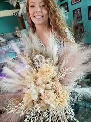 Dusty Rose Pampas Grass bouquet / Large bouquet / Natural Toffee wedding/ Muted