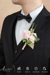 Blush Pink Boutonniere Set for Men, 6pcs Wedding Flowers