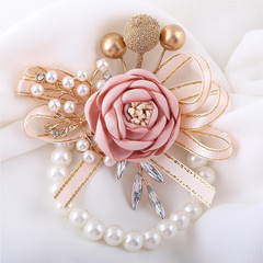 Handmade Satin Rose Water Drop Bridal Bouquet,8.7Inch Crystal Wedding round Toss