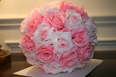 9″-10″ Rose Flower Kissing Ball Silk Rose Pomander for Wedding 1 Pc (21 Colors)