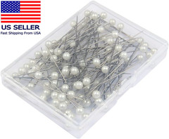 100Pcs Corsage Boutonniere Pins, Bouquet Floral Pins, round Ball Pearl Head Stra
