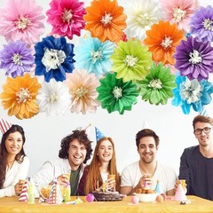 12pcs 10in 12in Paper Flowers Tissue 10inch+12inch, Multicolor Kit