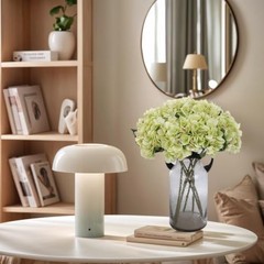 6pcs Green Silk Hydrangea Artificial Flowers Fake Hydrangeas with Lime Green