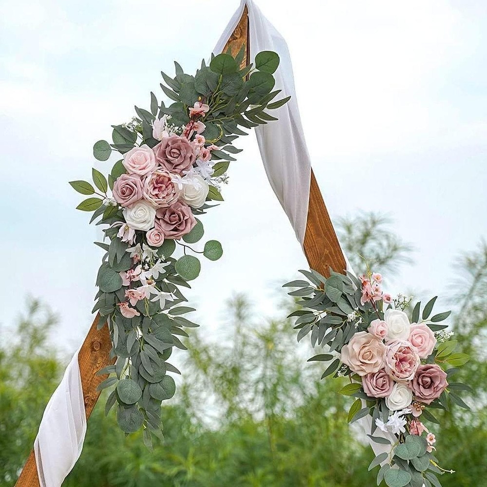 2x Wedding Arch Flowers Wedding Chair Back Flowers Silk Flowers Modern Greenery