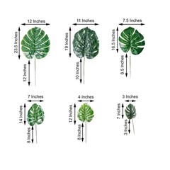 6 pcs Monstera Leaves Artificial Tropical Greenery Stems Wedding Party Supplies