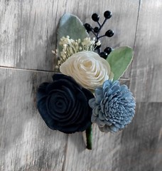 Dusty Blue Bridal Bouquet Navy Sola Wood Wedding Flowers Eucalyptus Bridesmaid