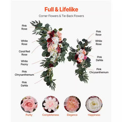 21.06 In. H Artificial Wedding Arch Flowers Kit Pink (Pack of 4)2 Pieces Floral