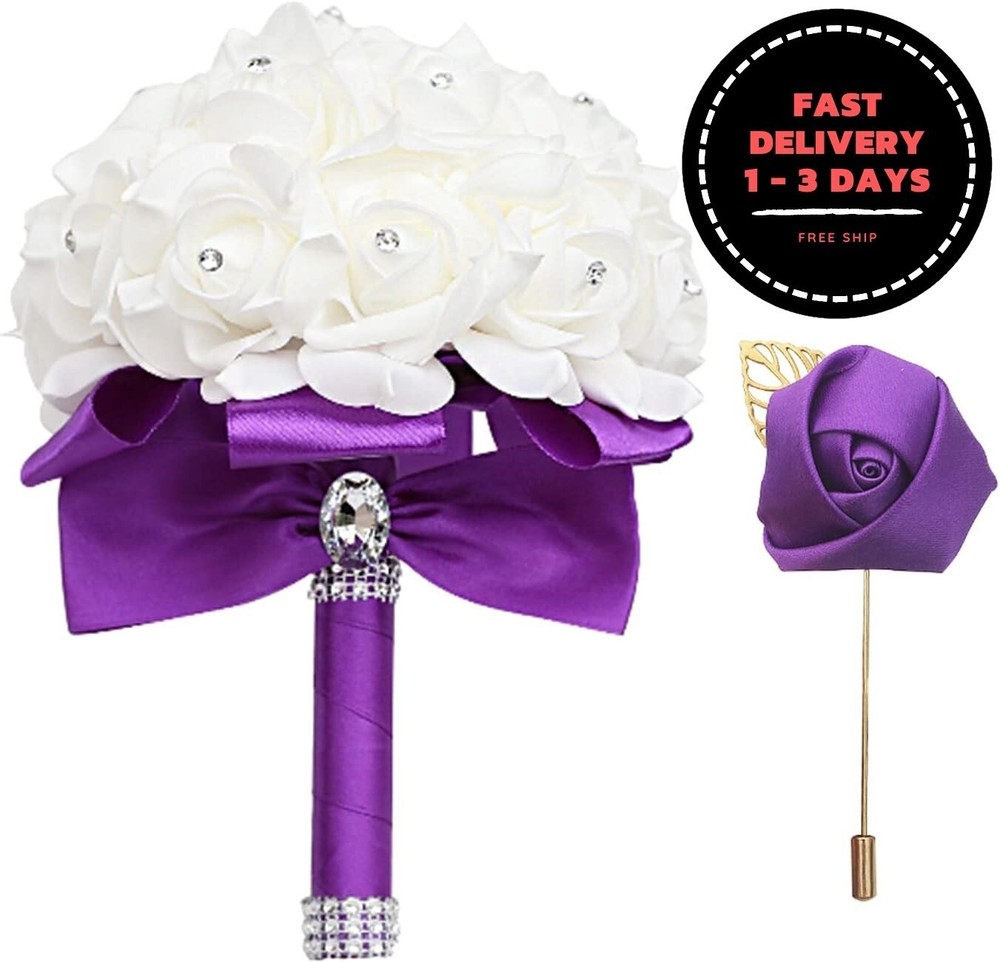 Ramo de novia: rosas artificiales para novia y damas de honor con cintas suaves