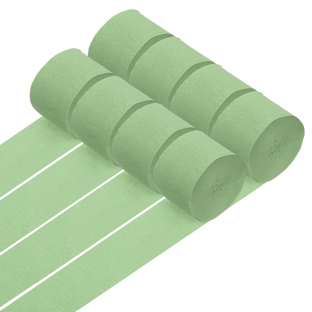 8 Rolls Crepe Paper Streamers 656ft Rainbow Streamers, Bean Green