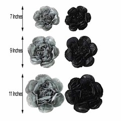 12 pack 7″ 9″ 11″ Black and Charcoal Grey Tissue Paper Peony Flowers Backdrop