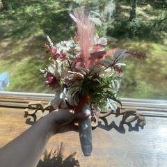 Bridal Wedding Bouquet Hand made Budget Friendly Faux Flowers White Pink Green