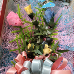 Vintage Corsage New Baby Gold Shoes Butterflies Clay Roses Pink Blue Ribbons