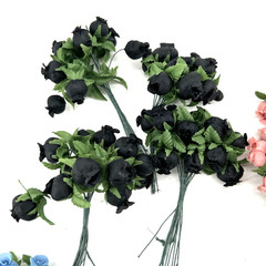 Polyester Rose Buds Flower 4″ Wire Stem Bouquet Wreath Craft Pink Blue Black