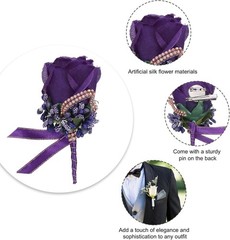 uxcell Wrist Corsage and Boutonnieres Set Handmade Corsages for Wedding, Deep
