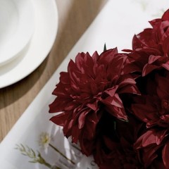2 BURGUNDY 20″ Artificial Dahlia SILK FLOWER BUSHES Wedding Party Decorations