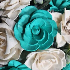Aqua Ivory Rose Real Touch Bridal Wedding Bouquet Accessories