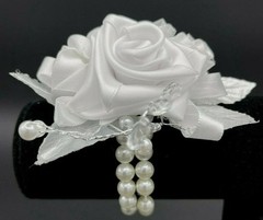 Satin Bridal Rose Wrist Corsage Handmade Wrist Corsage Handmade Rose Corsage 5″