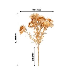 Gold 2 Metallic 17″ Artificial Rose Flower Bouquets Party Events Decorations