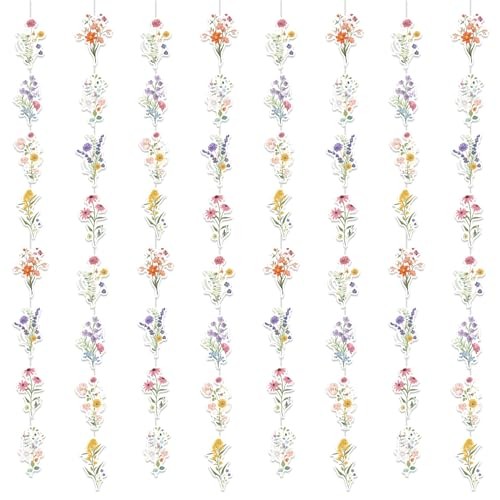 8 Packs Wildflower Paper Hanging Garland Birthday Decorations, Flower Party
