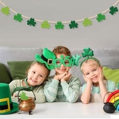 4.5 FT St.Patrick’s Day Shamrock Garland for Decorations, St.patrick.retro