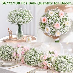 MARTINE MALL 72 Pcs Babys Breath Artificial Flowers, White Baby Breath Flower…