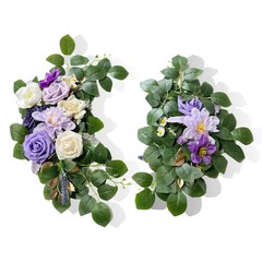 Boho Dusty Rose Blue Wedding Arch Flowers Kit Eucalyptus Garland Drapes Set
