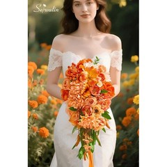 Silk Flower Bouquet Wedding Elegant Bridal & Bridesmaid Arrangement Faux Roses
