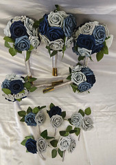 Shades of Blue Wedding Bouquet Set – Navy Blue, Blue, Gray Wedding Bouquet Set
