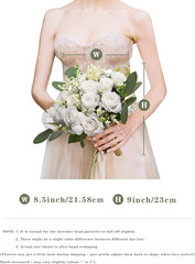 Ivory Bridesmaid Bouquet Set of 6, White Wedding Bouquets for Bridesmaids, 8.5 I