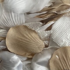 STUDIO HIS & HERS WHITE AND BEIGE ROSE PETALS 300 COUNT NEW IN BOX Farm House