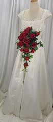 Sweet Roses of Red Cascading Ivy Faux Silk Wedding Bouquet