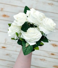 10-Head Artificial Rose Bouquet Silk Fake Flowers Wedding Party Home Decoration
