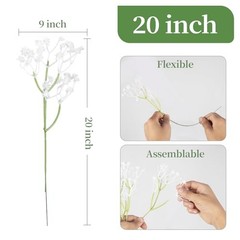 Baby Breath Artificial Flowers Bulk 15 Pcs Real Touch Faux 15PC White