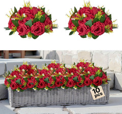 Flower Balls Arrangement Bouquet 10 PCS, 9.5-Inch Wedding Red Roses Centerpieces