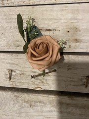 Champagne, Bronze/brown Hand Tied Style With matching Boutonnière