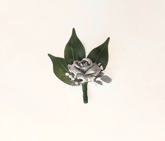 Silver Rose Pin Boutonniere Groom Best Man Prom Wedding Quinceanera Corsage