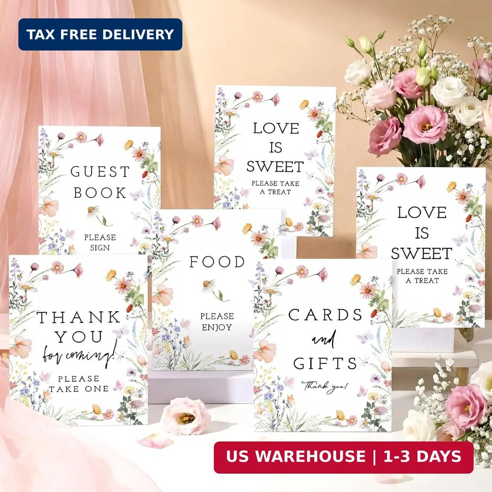Yookeer 6 Pcs Wildflowers Wedding Table Decor Love in Bloom Floral Bridal Thank