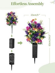 Memobloom Artificial Cemetery Flowers 24.8 inches x 9 inches, Purple & Pink