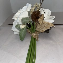 Rustic Cream/ivory Rose Wedding Boutique Set Natural Brown Accents Artificial