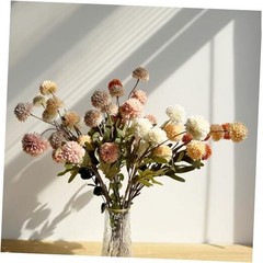 10pcs Faux Kiku Flowers, 5 Heads Each Stem & 4 Branches Eucalyptus Mixed Color